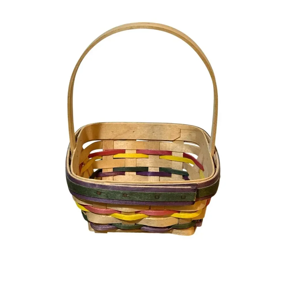 Vintage 1998 Longaberger Hand Woven Basket Wood Swing Handle USA 8